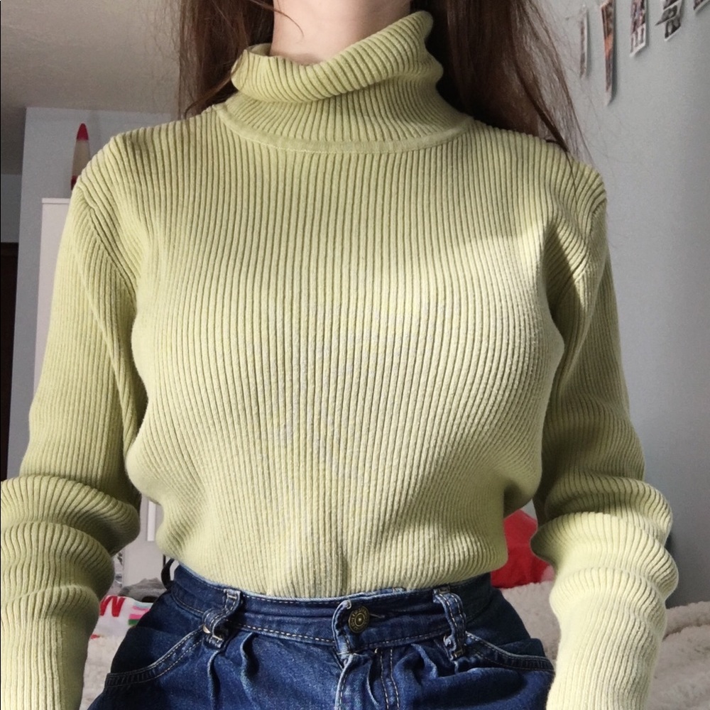 Light Green Turtle Neck Sweater
